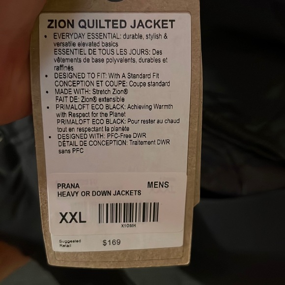 NWT Men’s prAna “Zion Quilted Jacket” Heavy or Down, Black XXL - Picture 2 of 9